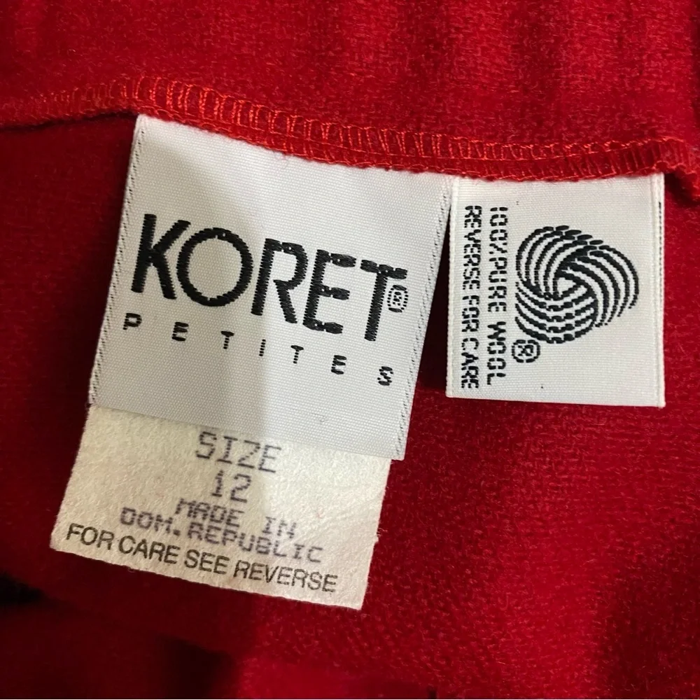 Koret Petites Vintage Red 100% Wool A-Lined Skirt w/Pockets